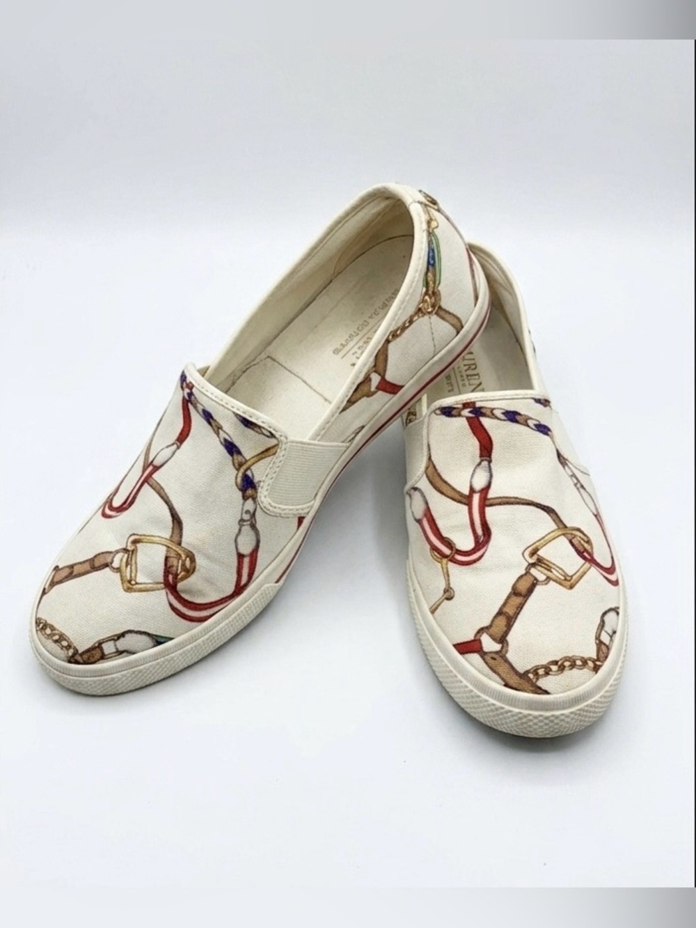 Lauren Ralph Lauren Jinny Cream Canvas Slip-On Sneakers Size 8.5B